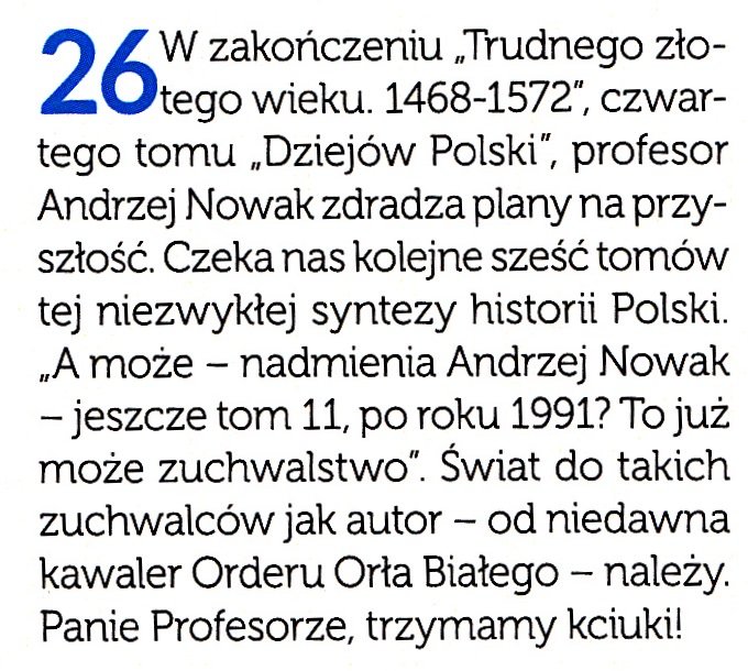 Dzieje Polski tom 4 na liście bestsellerów Magazynu Literackiego KSIĄŻKI 