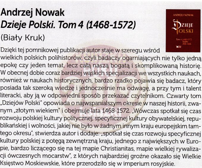 Dzieje Polski tom 4 w Magazynie Literackim KSIĄŻKI