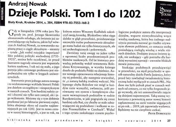 Piotr Dobrołęcki w Magazynie Literackim KSIĄŻKI