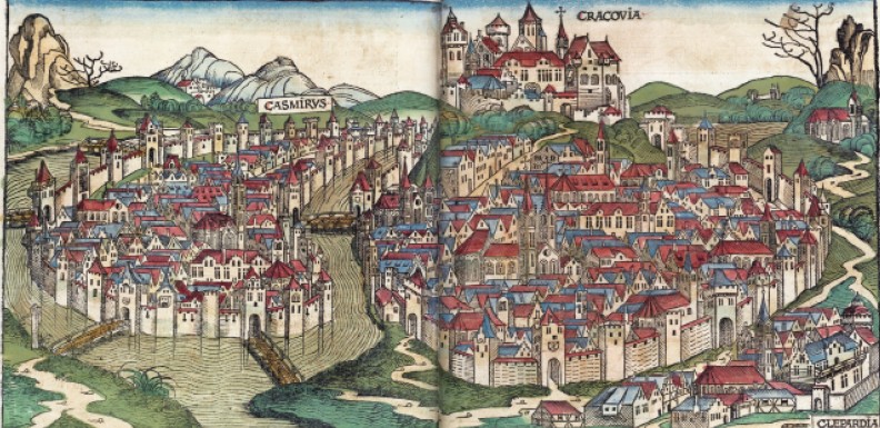 Od czasów Łokietka stolicą Królestwa Polskiego był Kraków. Na ilustracji: widok Krakowa z „Kroniki świata” wydanej w Norymberdze w 1493 r. Jest to najstarsze zachowane przedstawienie miasta.